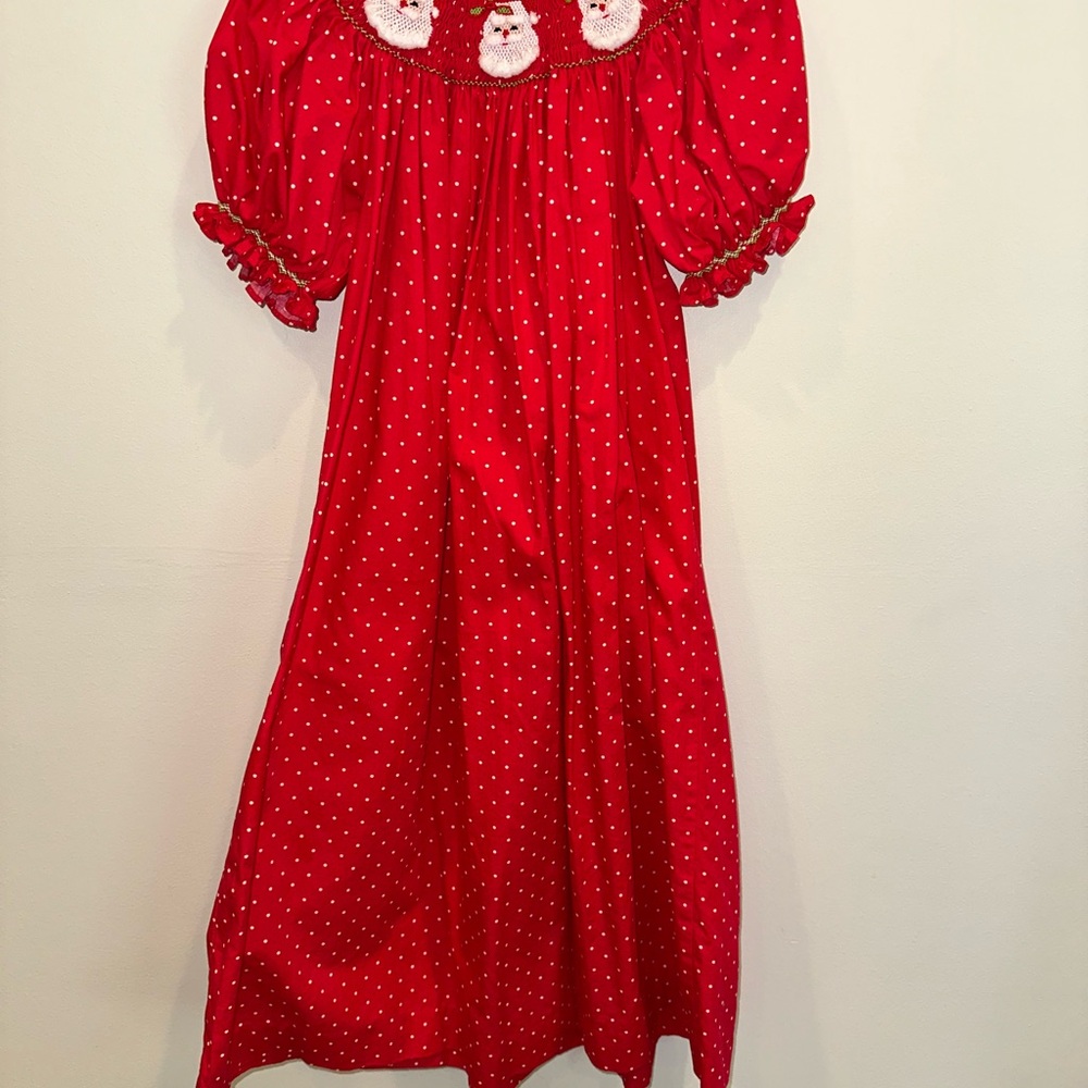 Red Puff Sleeve Buttoned Casual Gown